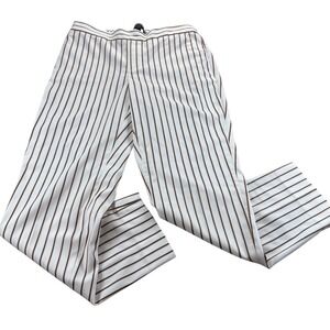 Banana Republic Hayden Pants Women 4 Cream Brown Striped Coastal Preppy Chic